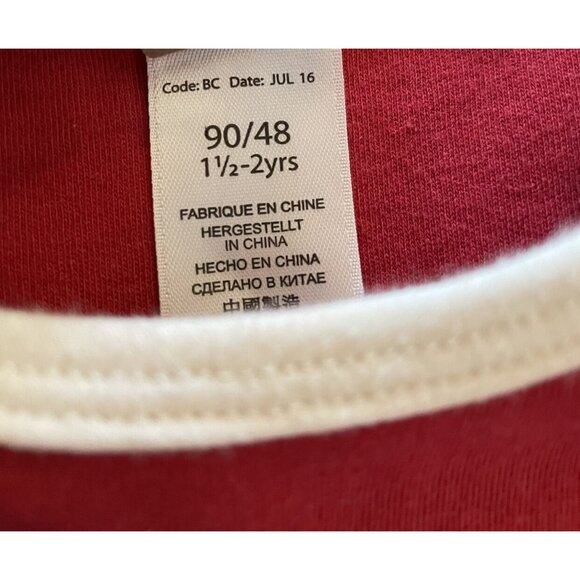 Hallmark Baby Red & Creamy White "Addison Embroidered Romper Sz 1 1/2 To 2 Years - Picture 3 of 4